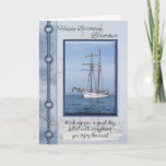 Cartão Brother Yacht Birthday Greeting<br><div class="desc">Yacht Birthday Greeting Card With Blended Yacht In The Background</div>