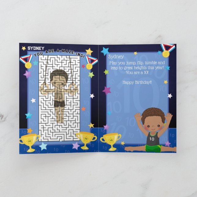 Cartão Brown Boys Gymnastics Você É Um Aniversário Que Fa (Interior)