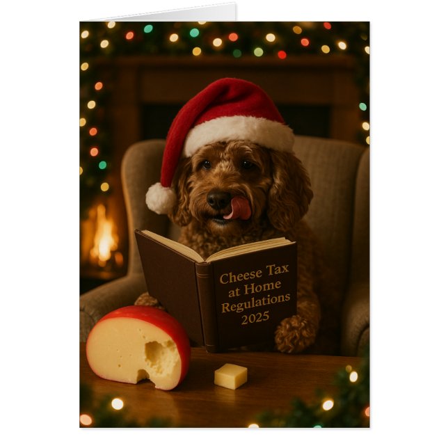 Cartão Brown Cockerpoo 'Cheese Tax' Christmas card (Frente)