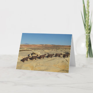 Cartão Brown Cows Walking in the Desert
