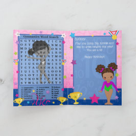 Cartão Brown Girls Gymnastics Word Search Feliz Aniversár