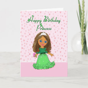 Cartão Brown Haired Princess Birthday Card