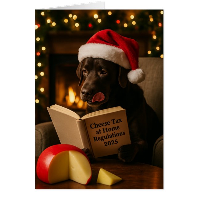 Cartão Brown labrador  'Cheese Tax' Christmas card (Frente)