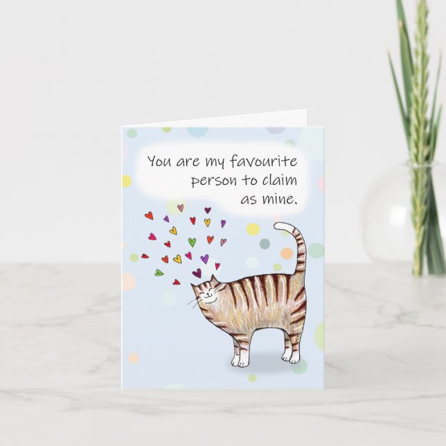 Cartão Brown Tabby Cat I love you Folded Greeting Card (Frente)
