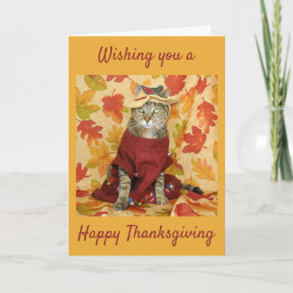 Cartão Brown tabby Thanksgiving card
