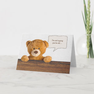Cartão brown teddy bear with humor birthday text bubble