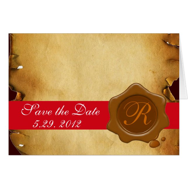 CARTÃO BROWN WAX SEAL MONOGRAM,  PARCHMENT (Frente Horizontal)