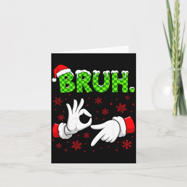 Cartão Bruh 67 Santa Hand Six Seven Meme Christmas Matchi (Frente)