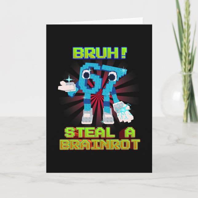 Cartão Bruh 67 Seis Sete 6-7 Meme Engraçado de Brainrot P (Frente)