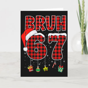 Cartão Bruh 67 Seis Sete Meme Divertido Natal Xadrez Verm