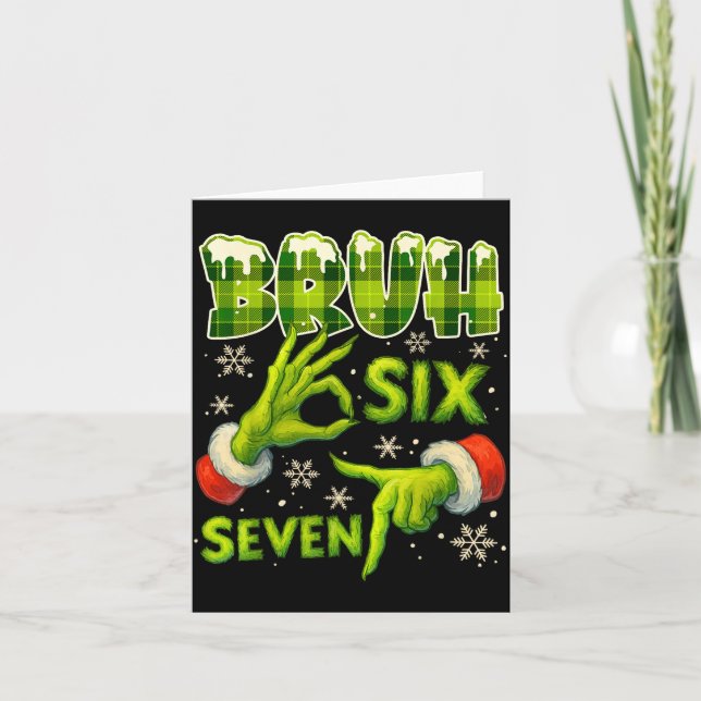 Cartão Bruh 67 Six Seven 6 7 Meme Christmas Funny Gen Alp (Frente)