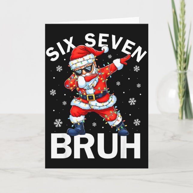 Cartão Bruh 67 Six Seven Santa Dabbing Christmas Meme Boy (Frente)