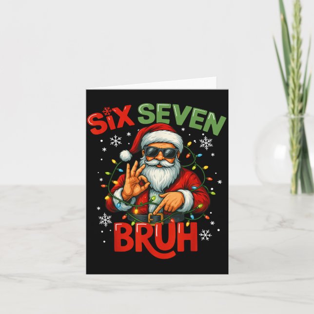 Cartão Bruh 6 7 Christmas 67 Santa Six Seven Christmas Bo (Frente)