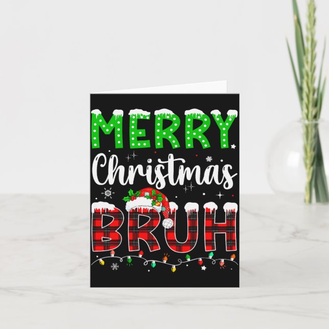 Cartão Bruh Christmas Red Plaid Teens Boys Kids Xmas Paja (Frente)