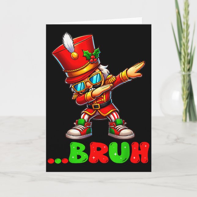Cartão Bruh Dab Nutcracker Funny Kids Boys Mens Christmas (Frente)