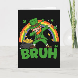 Cartão Bruh Dabbing Leprechaun Engraçado Dia de São Patrí