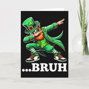Cartão Bruh Dabbing Leprechaun Meme Divertido Crianças Me