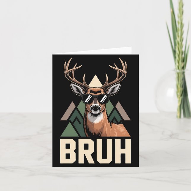 Cartão Bruh Deer Funny Deer Hunting Camo Hat Youth Kids S (Frente)
