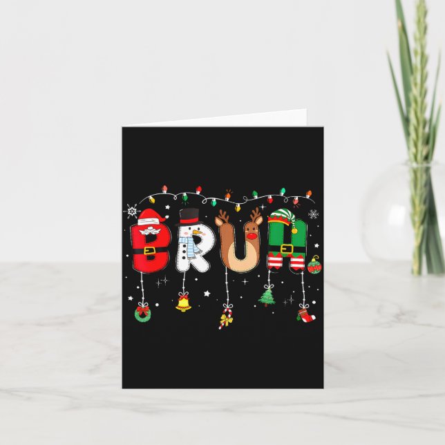 Cartão Bruh Funny Christmas Red Plaid Teens Boys Kids Xma (Frente)