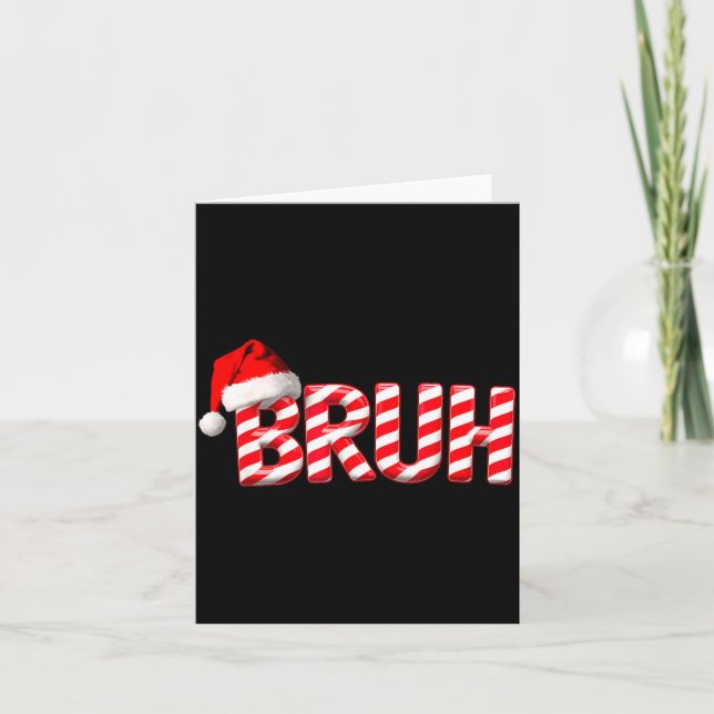Cartão Bruh Funny Christmas Red Plaid Teens Boys Kids Xma (Frente)