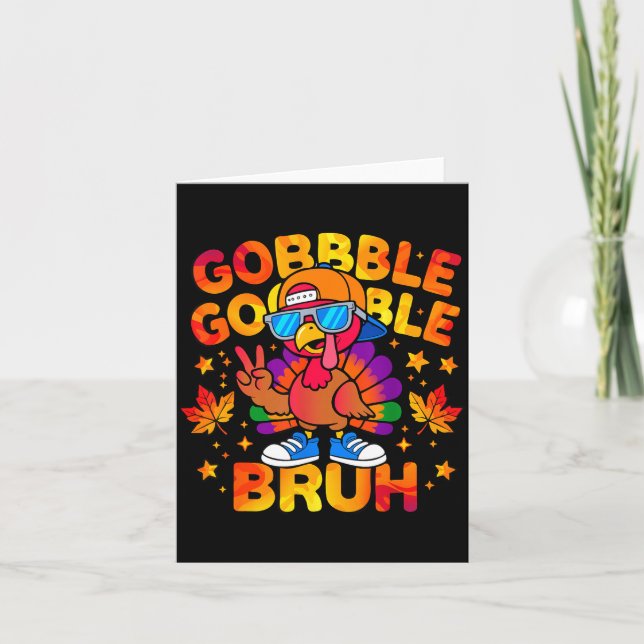 Cartão Bruh Funny Thanksgiving Turkey Gobble Outfit Boys  (Frente)