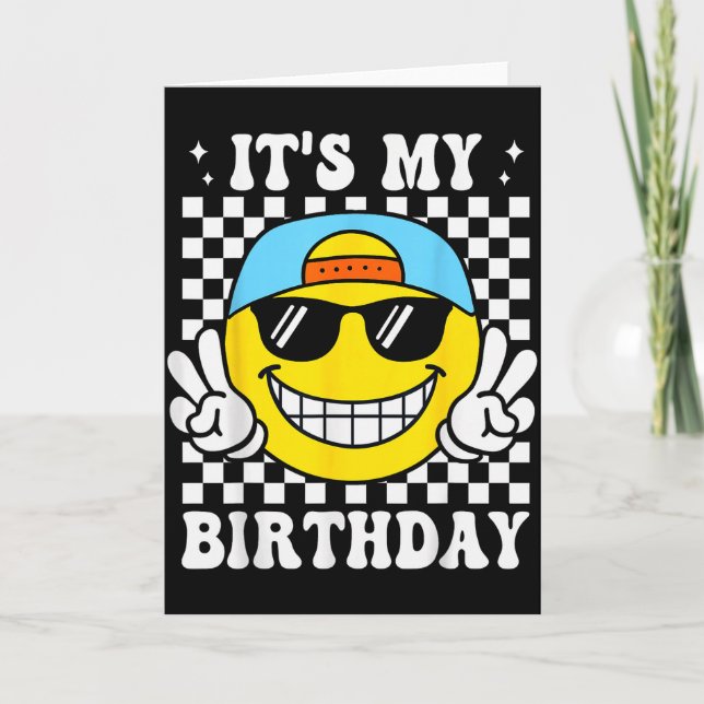 Cartão Bruh It's My Birthday Peace Sign Smile Birthday Fo (Frente)