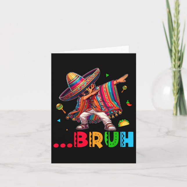 Cartão Bruh Mexicano Dabbing Poncho Cinco De Mayo Kids (Frente)