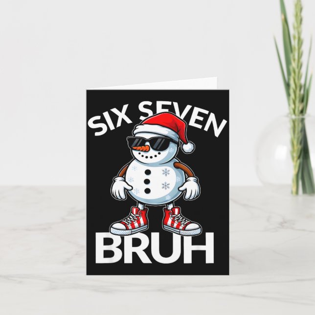 Cartão Bruh Six Seven 6 7 Meme Christmas Funny Xmas Mens  (Frente)
