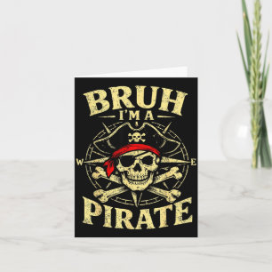 Cartão Bruh uma bússola de caveira de pirata ossos cruzad