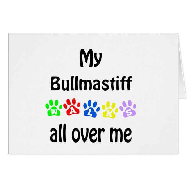 Cartão Brullmastiff Walks Design (Frente Horizontal)