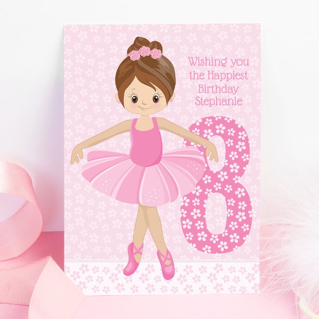 Cartão Brunette Ballerina Personalizado Aniversário (Criador carregado)