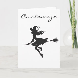 Cartão Bruxa Andando Vassoura Halloween Thunder_Cove