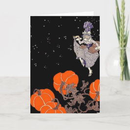 Cartão Bruxa antiga em mancha de abóbora