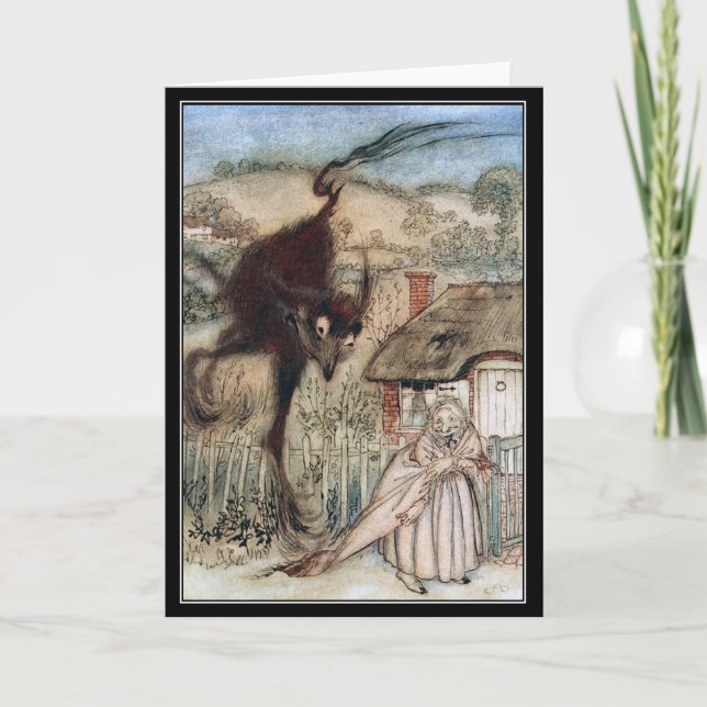 Cartão Bruxa Assustadora de Halloween Vintage Arthur Rack (Frente)