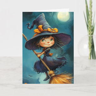 Cartão Bruxa Assustadora Vintage Halloween