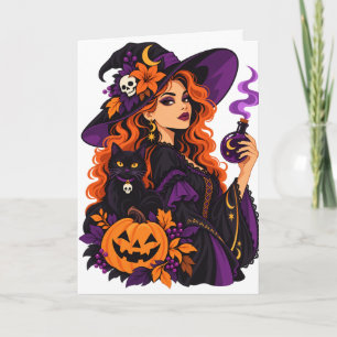 Cartão Bruxa Assustadora Vintage Halloween