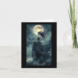 Cartão Bruxa Bonita Fantasia Gótica Vampiro Luar 1