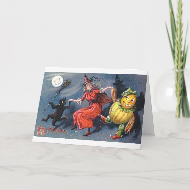 Cartão Bruxa Dançante na Lua (Frente)