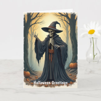 Cartão Bruxa de Esqueleto Spookie no Halloween da Florest