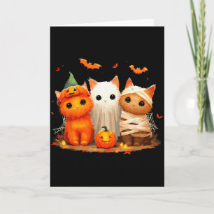 Cartão Bruxa de Gatinho Engraçado Y Abóbora de Halloween