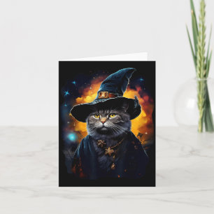 Cartão Bruxa de Gato Preto Halloween Feiticeira Mística P