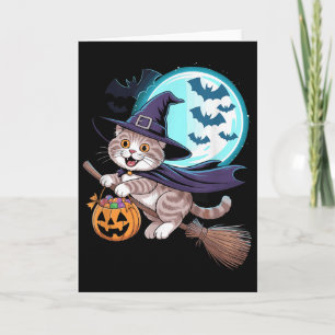 Cartão Bruxa de Halloween Dobra Escocesa Lua Coupari 