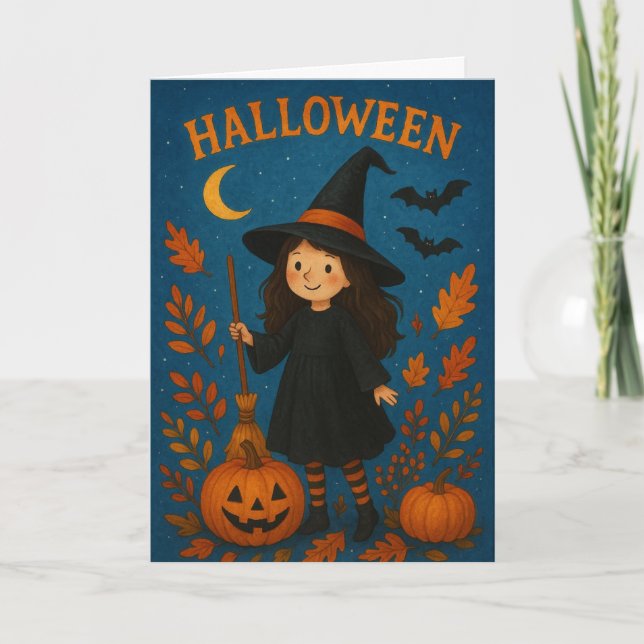 Cartão Bruxa de Halloween Spooky (Frente)