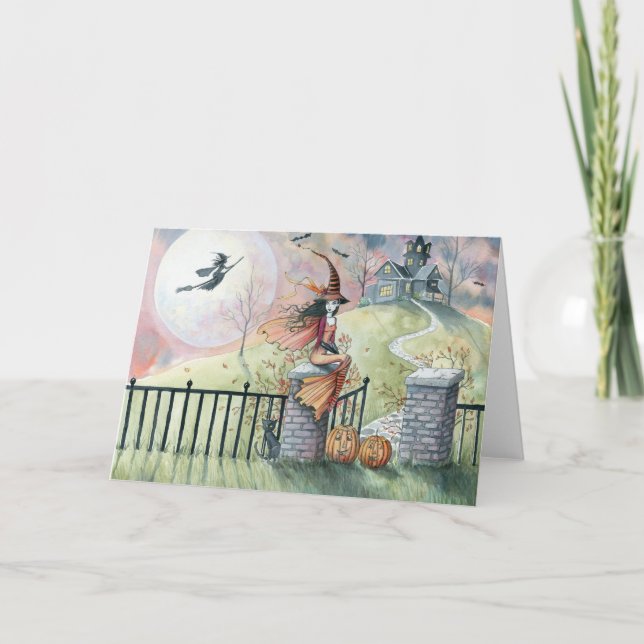Cartão Bruxa de Trick ou Tratat do Halloween (Frente)