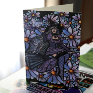 Cartão Bruxa do Café Roxo Arte da Margarida              