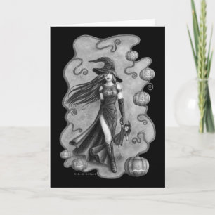 Cartão Bruxa e Doll Halloween