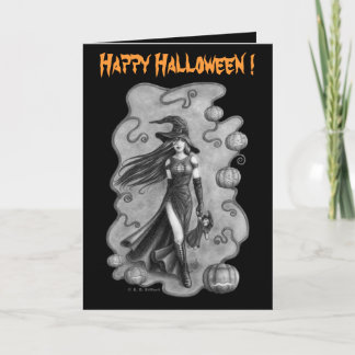 Cartão Bruxa e Doll Halloween