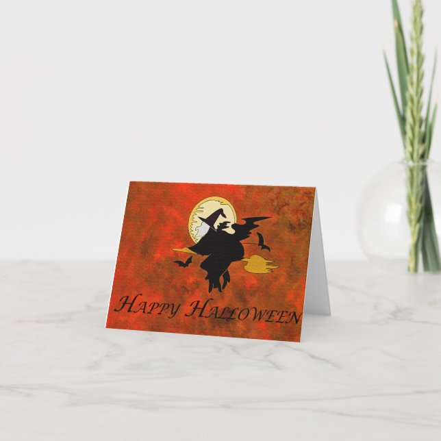 Cartão Bruxa Feliz de Halloween (Frente)