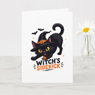 Cartão Bruxa Fofa Gatinho Preto Halloween