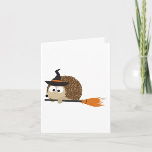 Cartão Bruxa Hedgehog. Feliz Dia das Bruxas!